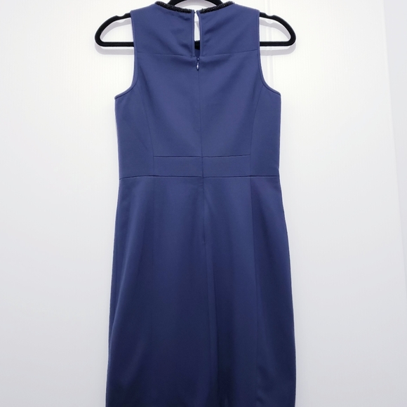 Anthropologie 4c Bead Detail Blue Sheath Dress 2 - Picture 3 of 8